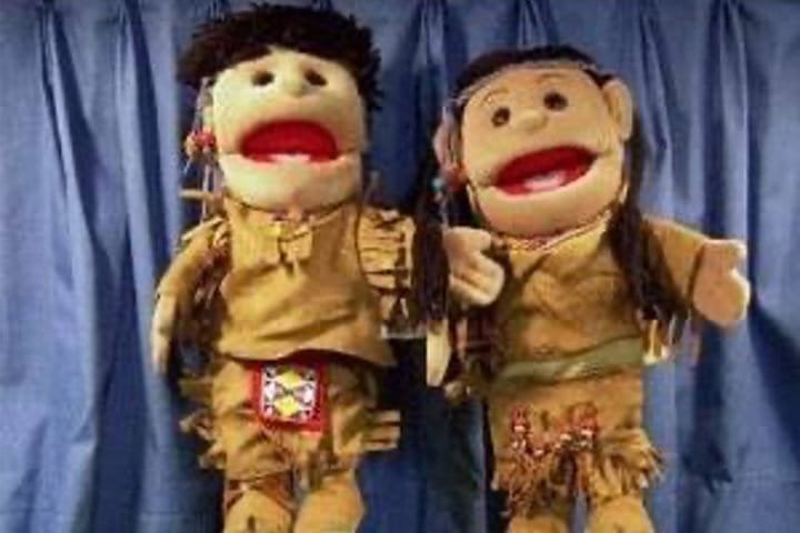 Glove puppets from Kerala, worn on the hand and manipulated with the fingers