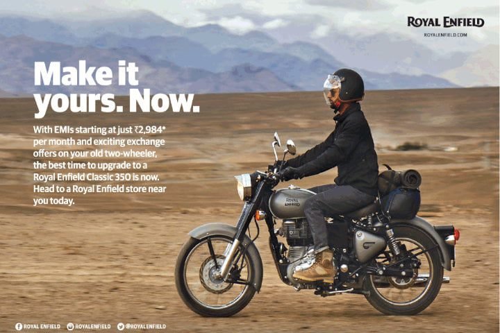 Royal Enfield motorcycles advertisement